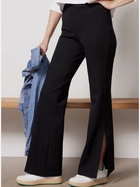 Spanx 20543R The Perfect Double Slit Flare in Black Knit Ponte Pants 1X Career